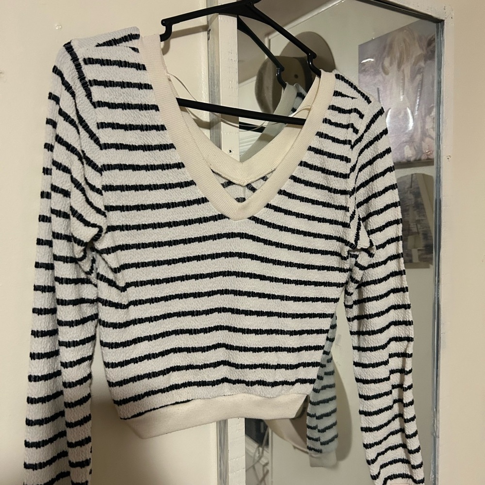 Atelier Sona Black and White Striped Blouse